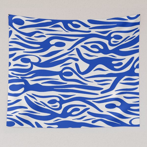 Item preview, Matisse minimal blue pattern designed and sold by ReneMagritteArt.