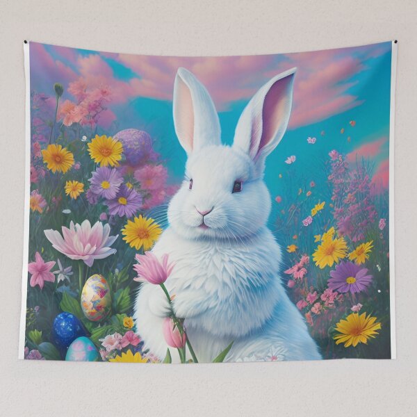 Item preview, Colorful Festive Easter Eggs Easter Bunny Spring Flowers Version 73 designed and sold by DreamingAwake1.