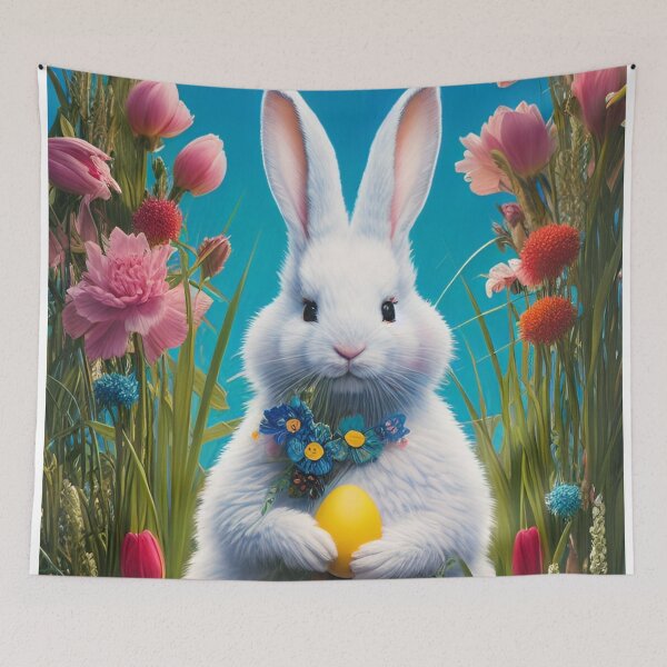 Item preview, Colorful Festive Easter Eggs Easter Bunny Spring Flowers Version 74 designed and sold by DreamingAwake1.