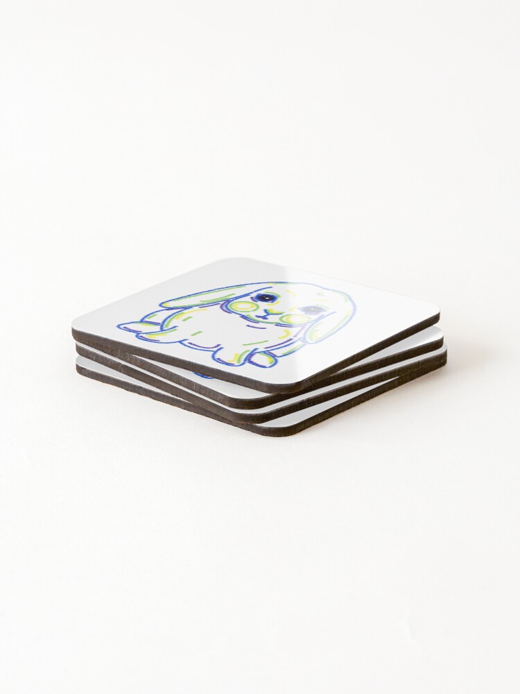 Thumbnail 4 of 5, Coasters (Set of 4), Colorful Lop Rabbit designed and sold by mostlyrabbits.