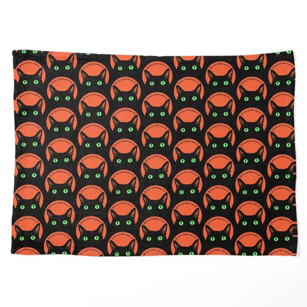 Orange & Black Manny Halloween Cat  Pet Blanket