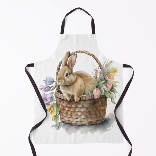 Item preview, Cute Easter Bunny in a Basket full of Flowers Illustration designed and sold by ArtfulAmbitions.