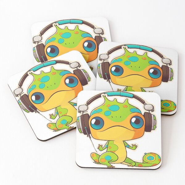 Item preview, Cute green musical gecko designed and sold by knuppify.