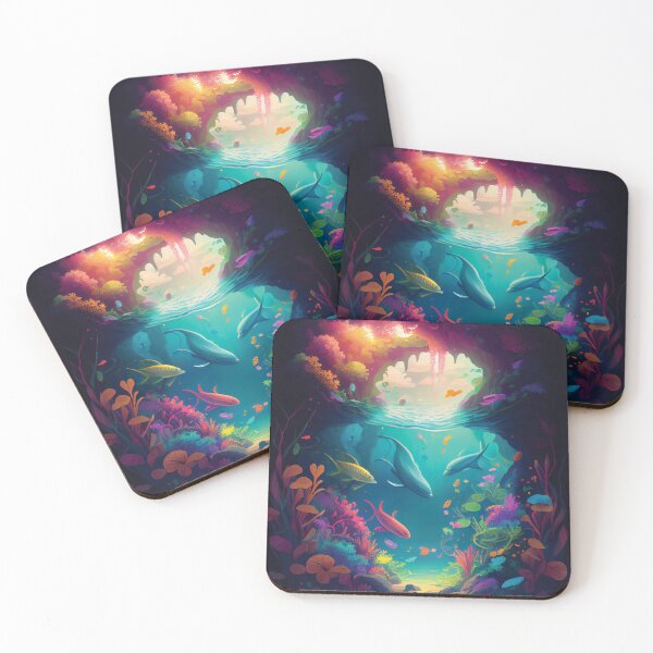 Artikelvorschau, Magical Underwater Forest: Feuriger Sonnenuntergang über dem Ozean entworfen und verkauft von DesignCatalyst7.
