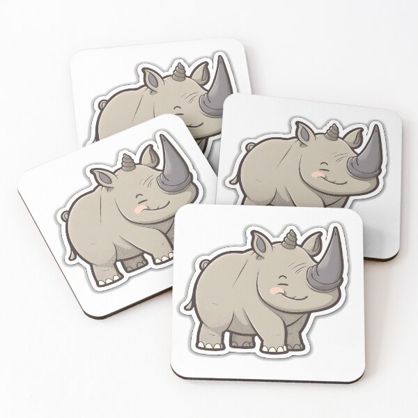 Item preview, Rosy Rhino- Kawaii Emoji Sticker Art, Kawaii Art, Laptop Sticker, Water Bottle Sticker, Kawaii Stickers designed and sold by zookawaii.