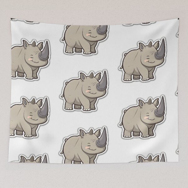Item preview, Rosy Rhino- Kawaii Emoji Sticker Art, Kawaii Art, Laptop Sticker, Water Bottle Sticker, Kawaii Stickers designed and sold by zookawaii.