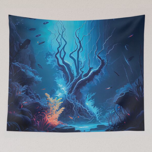 Item preview, Magical Underwater Forest: Electric Blue Lightning Storm designed and sold by DesignCatalyst7.