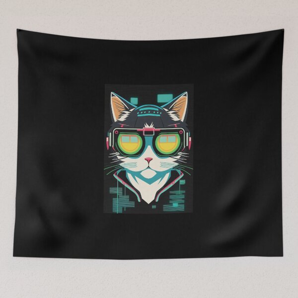 Item preview, Cyberpunk cat - Hacker | "Cybercat Chronicles" collection designed and sold by RESToRAPTOR.