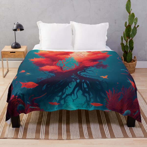 Item preview, Magical Underwater Forest: Crimson Red Autumn Leaves designed and sold by DesignCatalyst7.