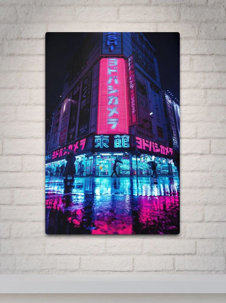 Neon Tokyo Reflection Red lights on the streets Yodobashi | Metal Print