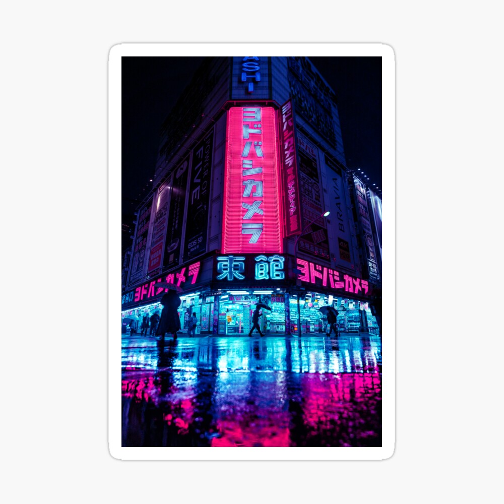 Neon Tokyo Reflection Red lights on the streets Yodobashi
