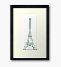 The Eiffel Tower Blueprint Green Framed Print