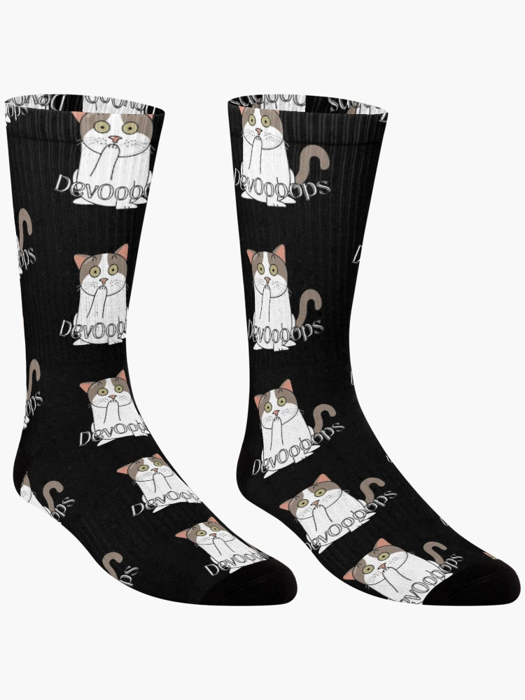 Thumbnail 3 of 5, Socks, DevOoops DevOps designed and sold by codepuns.