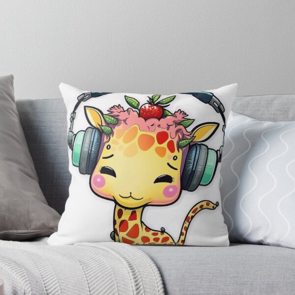 Item preview, Cool giraffe with headphones and strawberry designed and sold by knuppify.