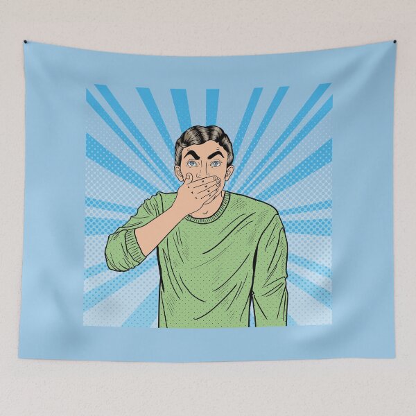 Item preview, Pop Art Worried Man Closes his Mouth in Shock.  designed and sold by ivector.