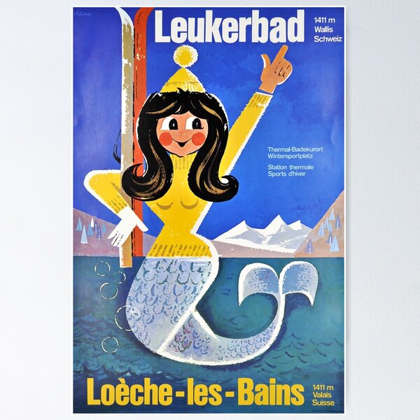 Item preview, Leukerbad, Station thermale, Ski Poster designed and sold by BokeeLee.