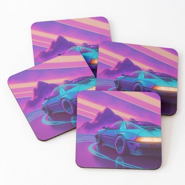 Aperçu de l'œuvre Voiture de sport cyberpunk Synthwave des années 80 créée et vendue par RESToRAPTOR.