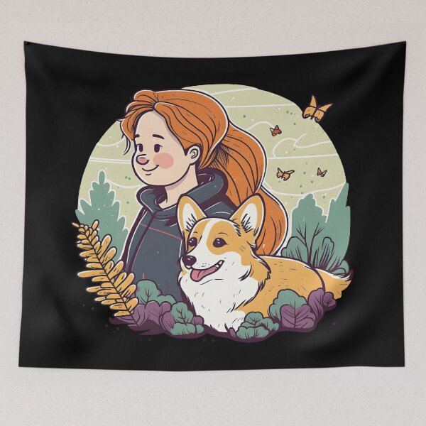 Item preview, Corgi & Girl Cute Pembroke Welsh Corgi Floral Vintage Dog Lover designed and sold by SecretDicer.