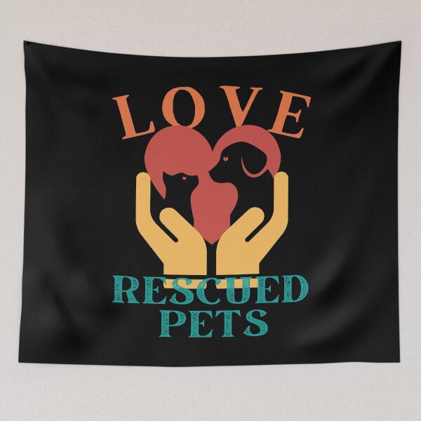 Item preview, Love Rescued Pets Dog Cat Retro Vintage designed and sold by facePale.