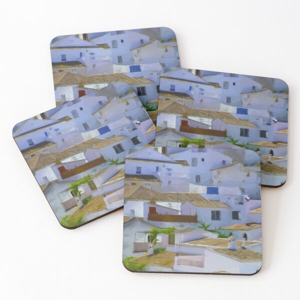 Item preview, Whitewashed Spanish Andalucian village. Comares. Image is made entirely using triangles. designed and sold by janesg.