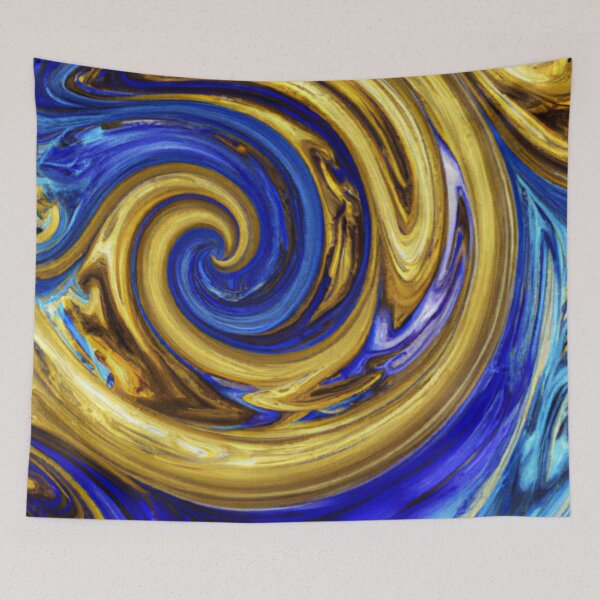 Item preview, Flowing colors of blue and gold designed and sold by The Iconic Minimalist.