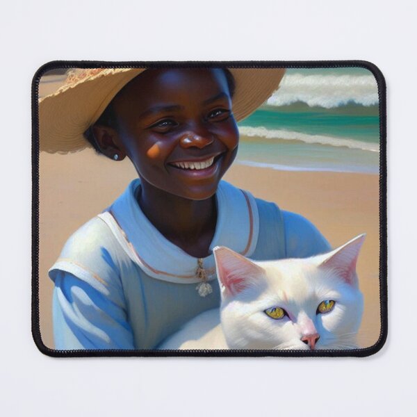 Item preview, African child with a cat on the beach designed and sold by Bernsteinhaus.