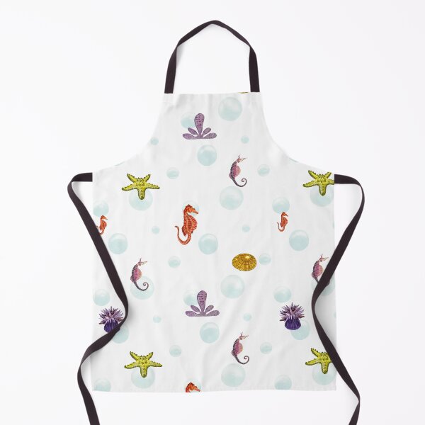 Item preview, Sea horse starfish coral bubble pattern watercolor designed and sold by Yana Mustafina | Boho Soulful Designs.