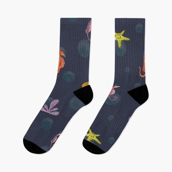 Item preview, Sea horse starfish ocean violet pattern watercolor designed and sold by Yana Mustafina | Boho Soulful Designs.