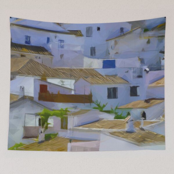 Item preview, Whitewashed Spanish Andalucian village. Comares. Image is made entirely using triangles. designed and sold by janesg.