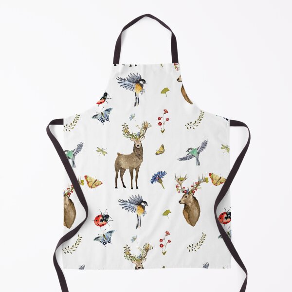 Item preview, Deer bird insect flower lianas pattern watercolor designed and sold by Yana Mustafina | Boho Soulful Designs.