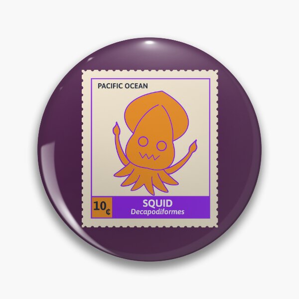 Item preview, Kawaii Cute Silly Orange Squid, Ocean Stamp Collection designed and sold by vystudio.