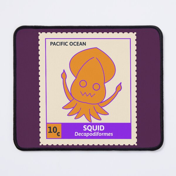 Item preview, Kawaii Cute Silly Orange Squid, Ocean Stamp Collection designed and sold by vystudio.