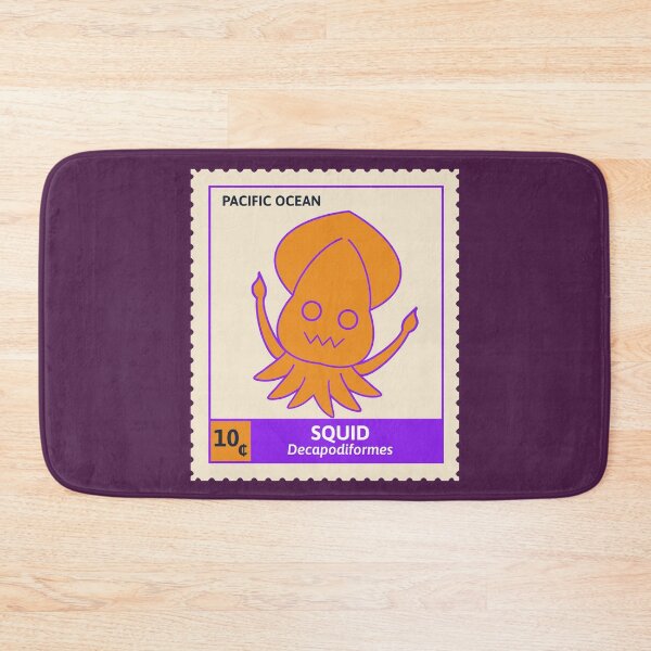 Item preview, Kawaii Cute Silly Orange Squid, Ocean Stamp Collection designed and sold by vystudio.