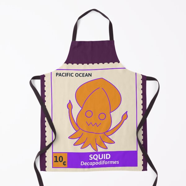 Item preview, Kawaii Cute Silly Orange Squid, Ocean Stamp Collection designed and sold by vystudio.