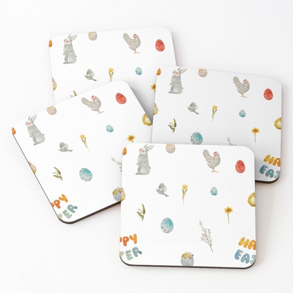 Item preview, Happy Easter title rabbit egg watercolor pattern designed and sold by Yana Mustafina | Boho Soulful Designs.