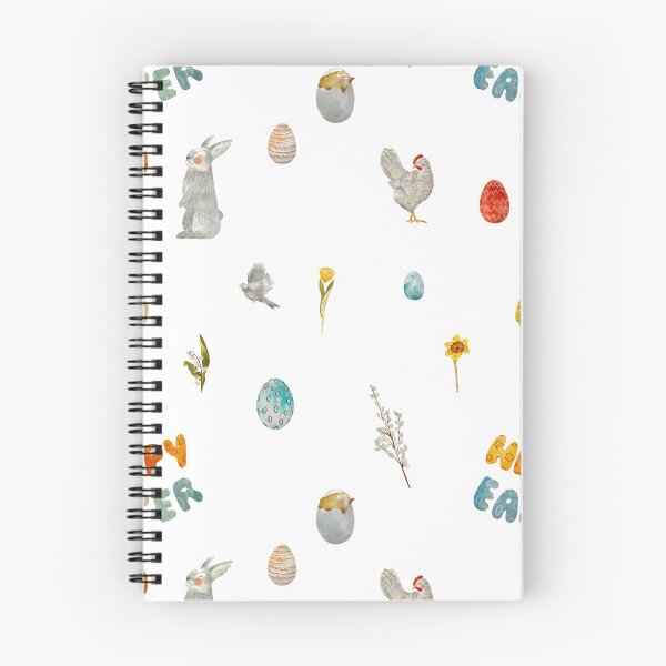 Item preview, Happy Easter title rabbit egg watercolor pattern designed and sold by Yana Mustafina | Boho Soulful Designs.