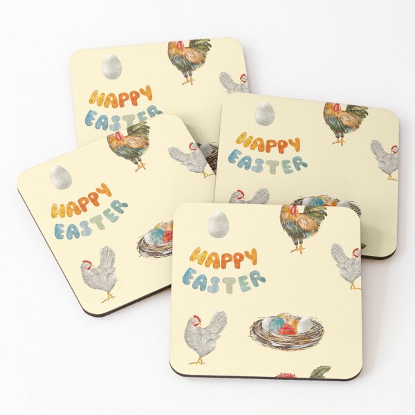 Item preview, Happy Easter title rabbit egg watercolor pattern beige designed and sold by Yana Mustafina | Boho Soulful Designs.