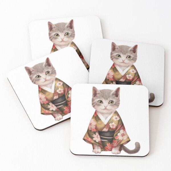 Item preview, Cute Cat Wearing a Kimono Digital Art Drawing  designed and sold by SourBunnyshop.