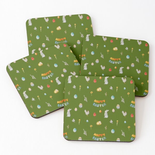 Item preview, Happy Easter title rabbit green watercolor pattern designed and sold by Yana Mustafina | Boho Soulful Designs.
