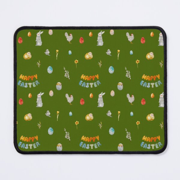 Item preview, Happy Easter title rabbit green watercolor pattern designed and sold by Yana Mustafina | Boho Soulful Designs.