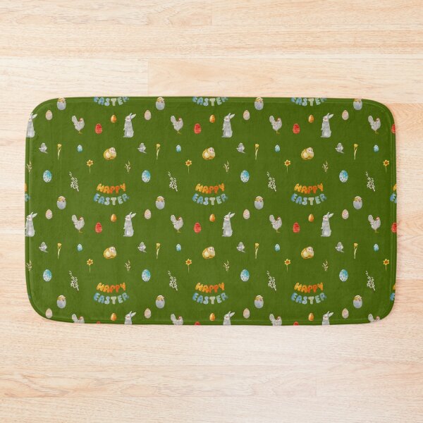Item preview, Happy Easter title rabbit green watercolor pattern designed and sold by Yana Mustafina | Boho Soulful Designs.