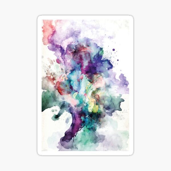 Radiant Sunset: Colorful Abstract Watercolor Painting Sticker