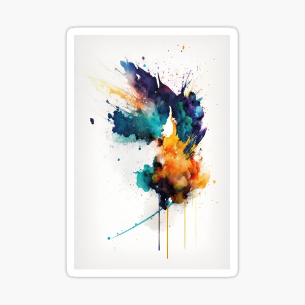 Flight of Colors: Abstract Watercolor Painting Sticker
