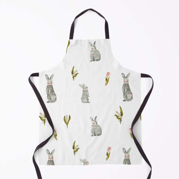 Item preview, Rabbit tulip pink snowdrop pattern a watercolor  designed and sold by Yana Mustafina | Boho Soulful Designs.