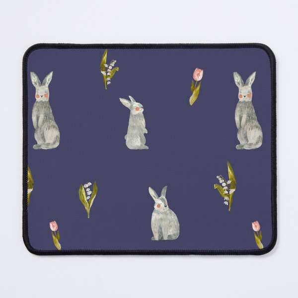 Item preview, Rabbit tulip snowdrop violet pattern a watercolor designed and sold by Yana Mustafina | Boho Soulful Designs.
