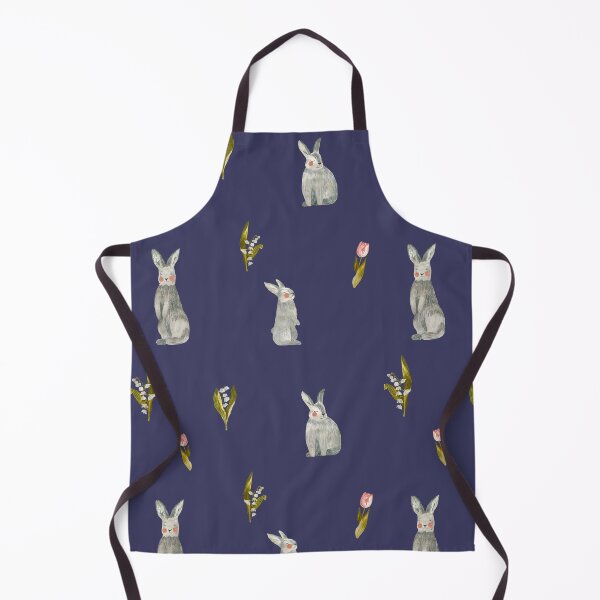 Item preview, Rabbit tulip snowdrop violet pattern a watercolor  designed and sold by Yana Mustafina | Boho Soulful Designs.