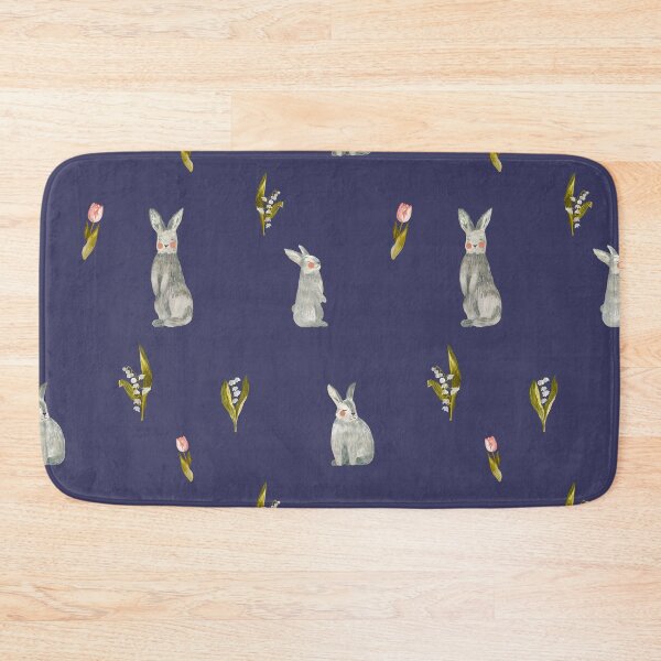 Item preview, Rabbit tulip snowdrop violet pattern a watercolor  designed and sold by Yana Mustafina | Boho Soulful Designs.