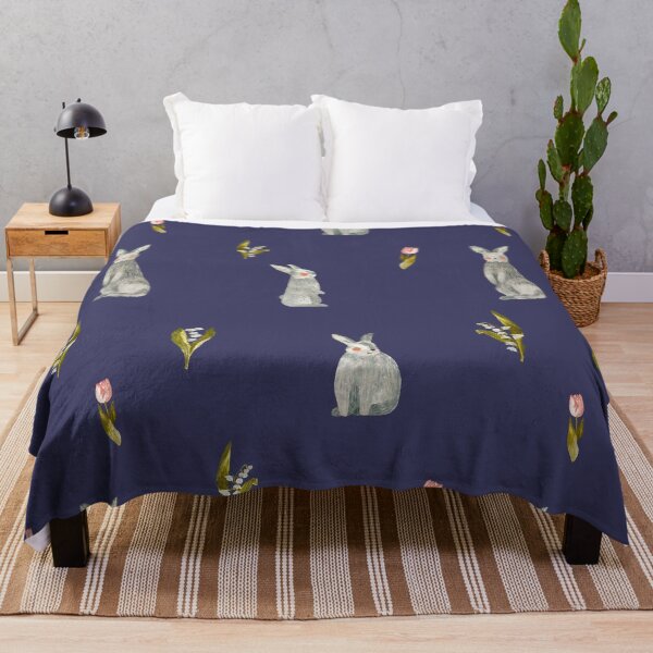 Item preview, Rabbit tulip snowdrop violet pattern a watercolor  designed and sold by Yana Mustafina | Boho Soulful Designs.