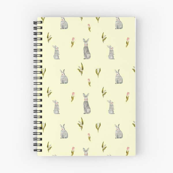 Item preview, Rabbit tulip snowdrop yellow pattern a watercolor  designed and sold by Yana Mustafina | Boho Soulful Designs.