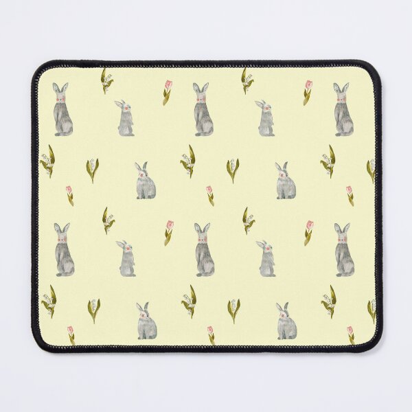 Item preview, Rabbit tulip snowdrop yellow pattern a watercolor designed and sold by Yana Mustafina | Boho Soulful Designs.